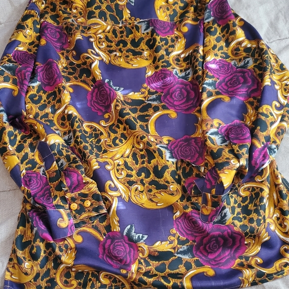 Vintage Anna and Frank Womens Silk Shirt Sz L Romatic Rose Victorian Paisley - Picture 8 of 8